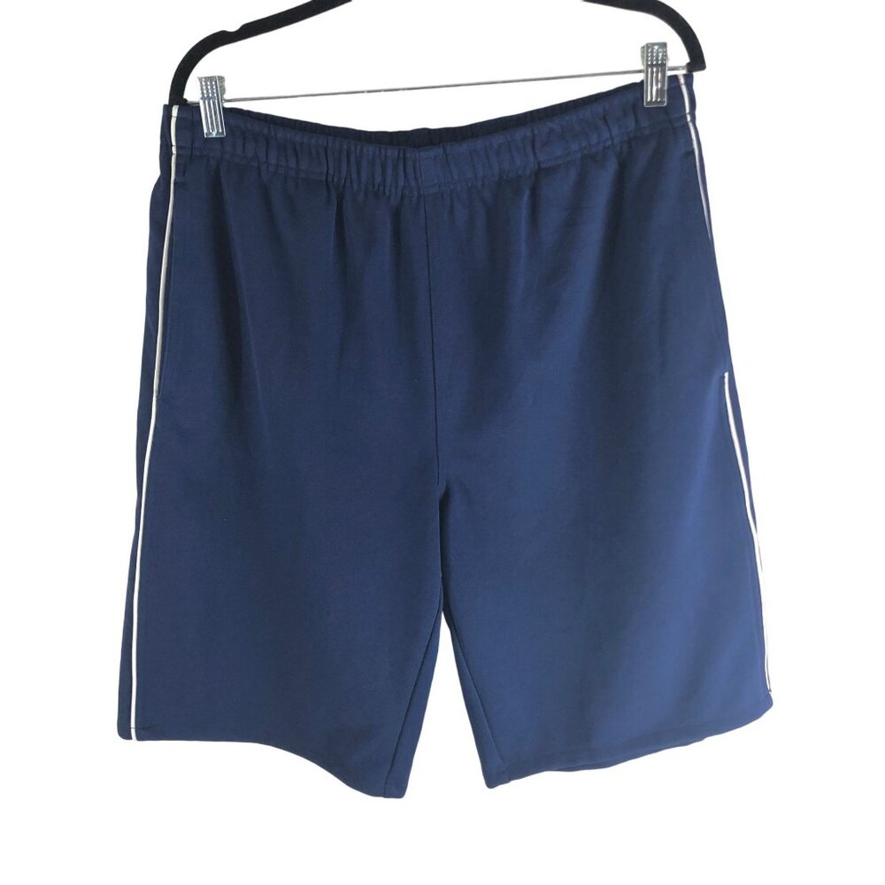 Reebok Navy Blue Athletic Shorts With White Side Stripes XL